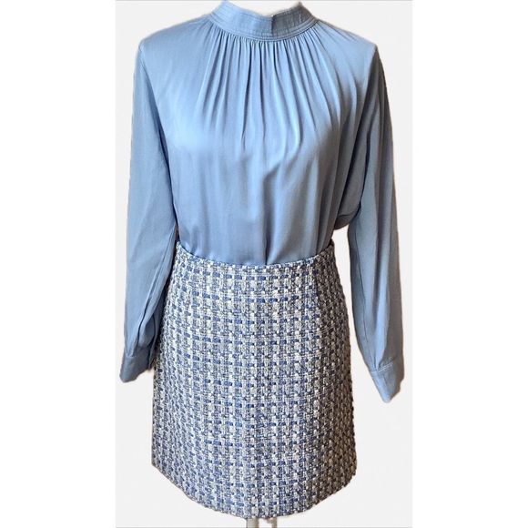 YAYA Women Bel Air Blue Gathered Blouse Size 36 - Picture 1 of 15